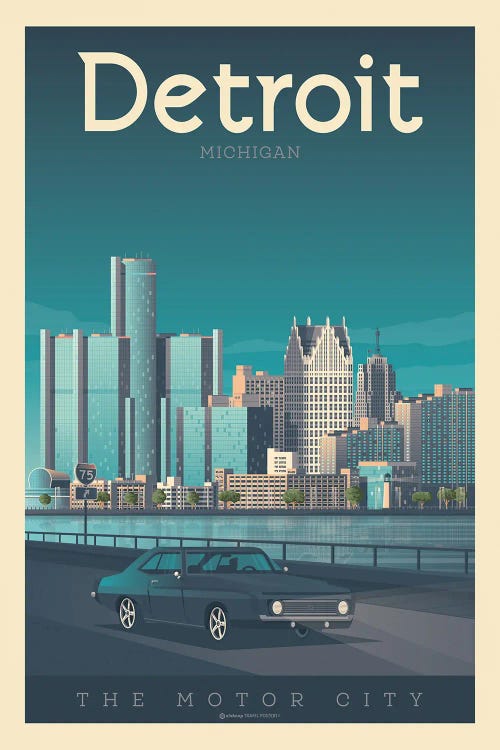 Detroit Michigan Travel Poster