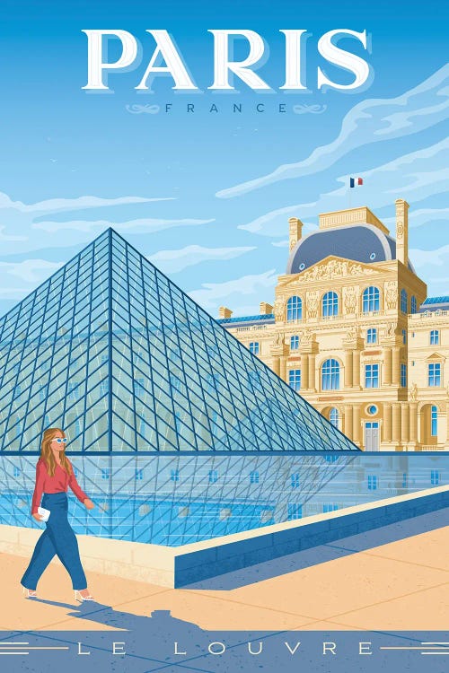 Paris France Travel Illustration by Olahoop Travel Posters wall art