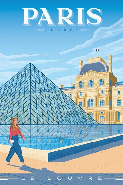Pyramids: Paris France Travel Illustration by Olahoop Travel Posters