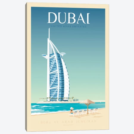 Dubai Travel Poster Canvas Print #OTP22} by Olahoop Travel Posters Canvas Wall Art