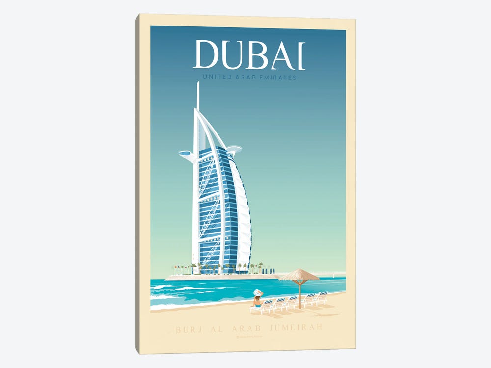 Dubai Travel Poster by Olahoop Travel Posters 1-piece Canvas Print
