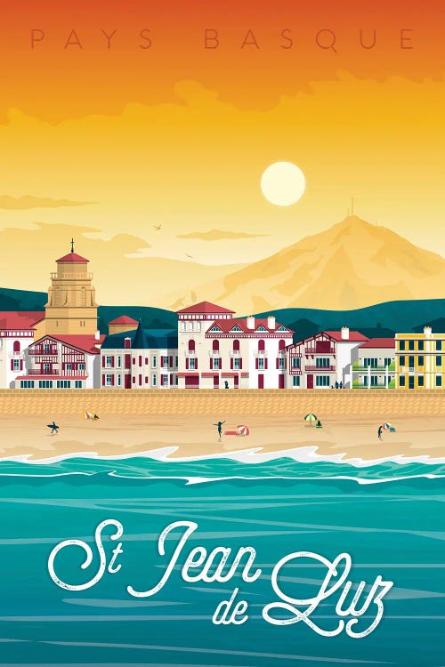 Saint Jean De Luz Basque Country France Travel Illustration