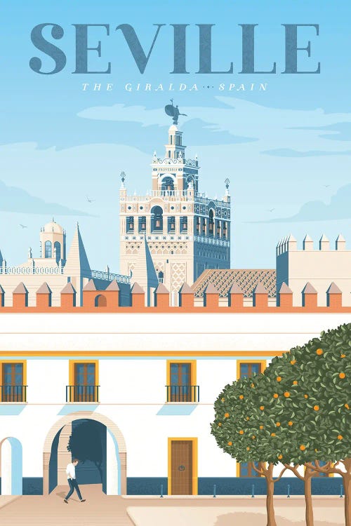 Seville Giralda Andalusia Spain Travel Illustration