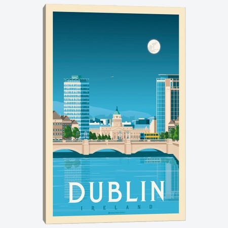 Dublin Ireland Travel Poster Canvas Print #OTP23} by Olahoop Travel Posters Canvas Art