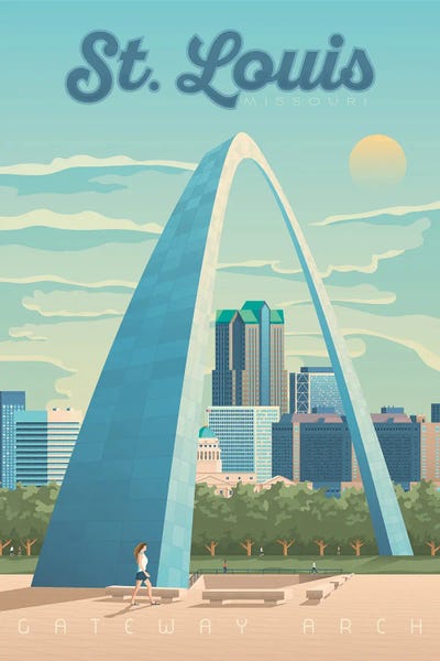 Missouri: Saint Louis Gateway Arch National Park United States Travel Illustration by Olahoop Travel Posters