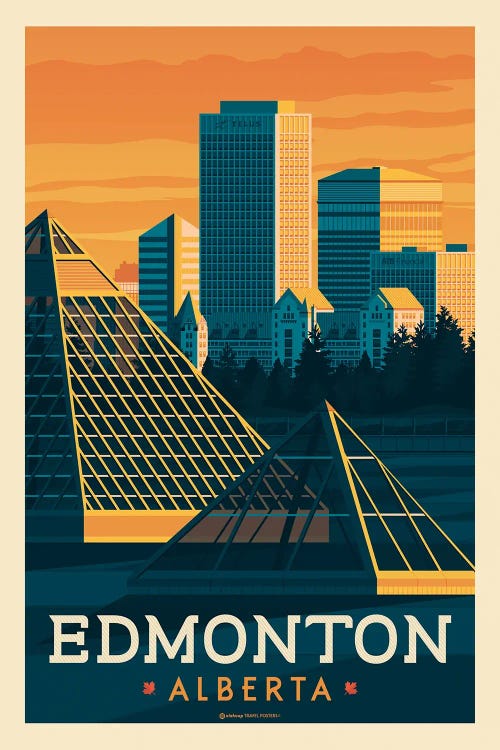 Edmonton Canada Travel Poster by Olahoop Travel Posters wall art