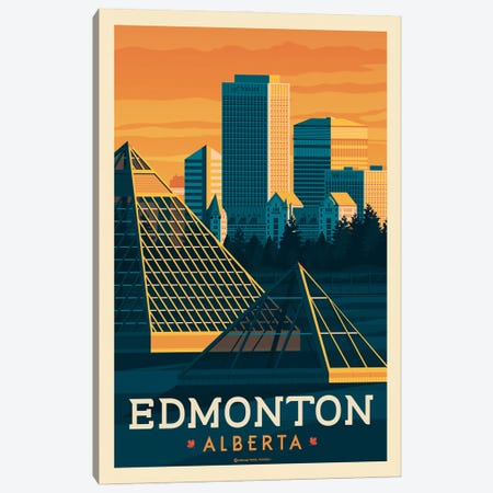Edmonton Canada Travel Poster Canvas Print #OTP24} by Olahoop Travel Posters Art Print