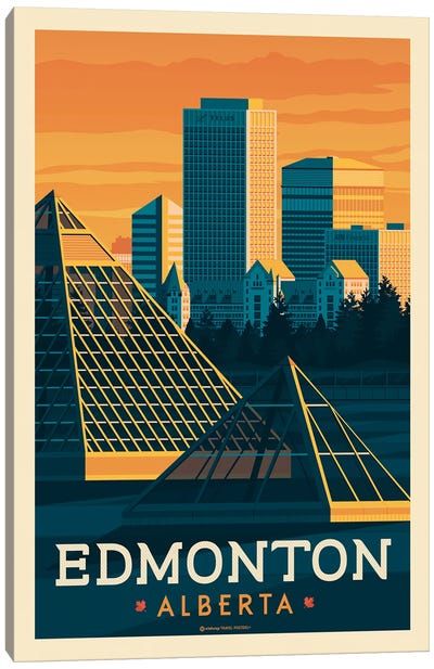 Edmonton Canada Travel Poster Canvas Art Print - Olahoop Travel Posters