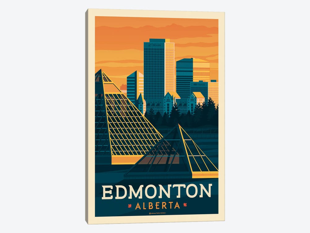 Edmonton Canada Travel Poster by Olahoop Travel Posters 1-piece Canvas Print