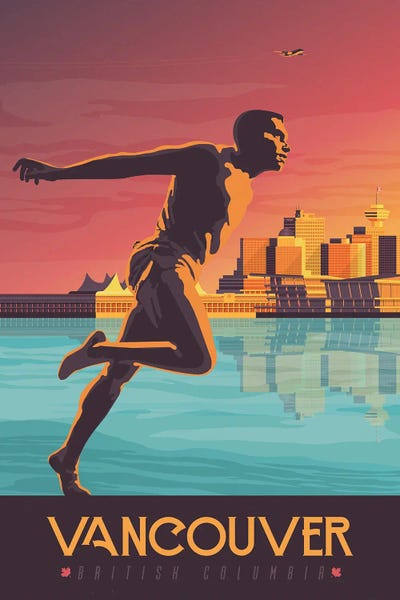 Olahoop Travel Posters: Vancouver Canada Travel Illustration by Olahoop Travel Posters