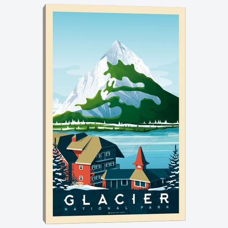 Glacier National Park Travel Poster Canvas Print #OTP25} by Olahoop Travel Posters Canvas Art Print