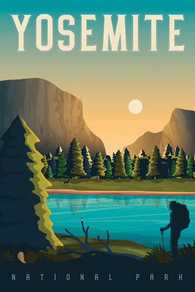 Yosemite National Park: Yosemite El Capitan National Park United States National Park United States Travel Illustration by Olahoop Travel Posters