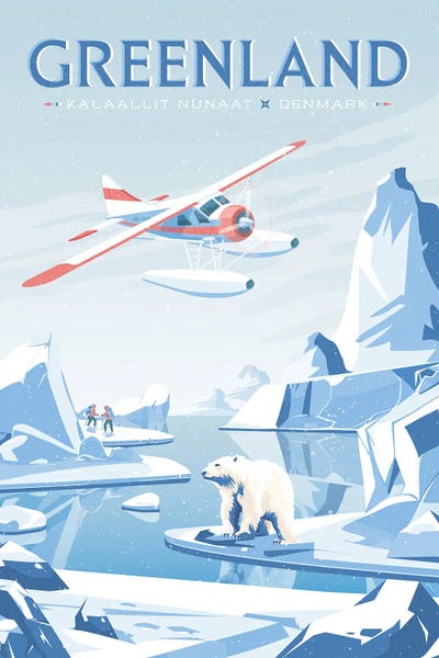 Denmark: Greenland Denmark Travel Poster by Olahoop Travel Posters