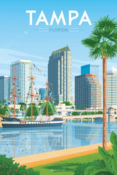 Olahoop Travel Posters: Tampa Florida United States by Olahoop Travel Posters