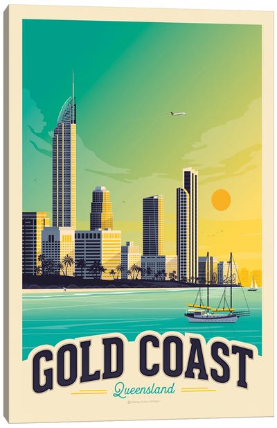 Gold Coast Australia Travel Poster Canvas Art Print - Olahoop Travel Posters