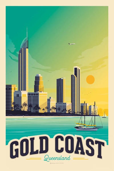 Olahoop Travel Posters: Gold Coast Australia Travel Poster by Olahoop Travel Posters