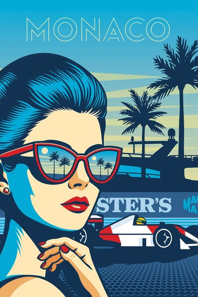 Auto Racing: Monaco Formula 1 Grand Prix Travel Art Print by Olahoop Travel Posters