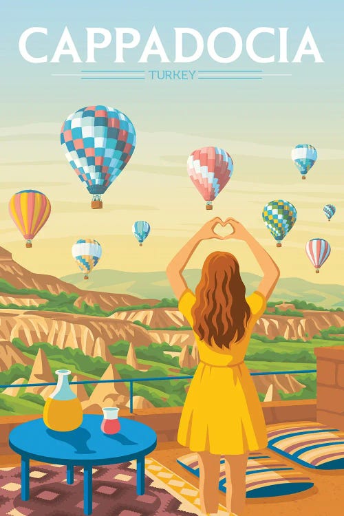 Cappadocia Love Valley Turkey Travel Poster by Olahoop Travel Posters wall art