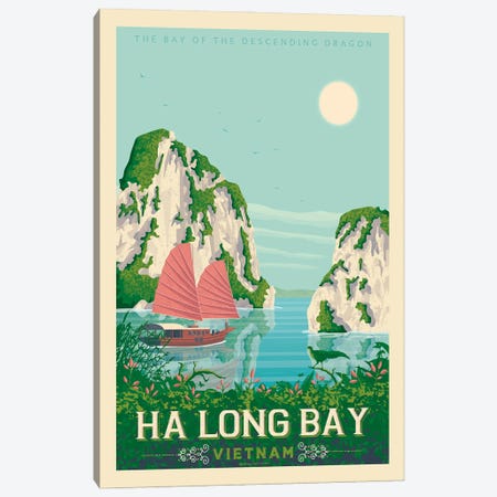 Ha Long Bay Vietnam Travel Poster Canvas Print #OTP27} by Olahoop Travel Posters Canvas Print