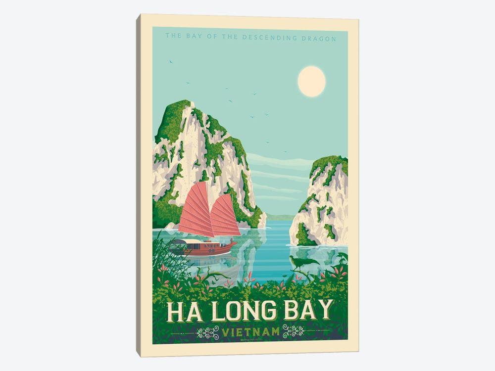 Ha Long Bay Vietnam Travel Poster by Olahoop Travel Posters 1-piece Canvas Artwork