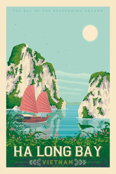 Wonders Of The World: Ha Long Bay Vietnam Travel Poster by Olahoop Travel Posters