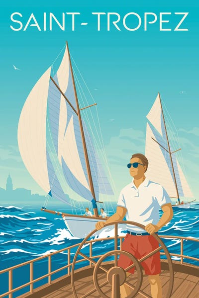 Sailboats: Les Voiles Saint Tropez Travel Art Print by Olahoop Travel Posters