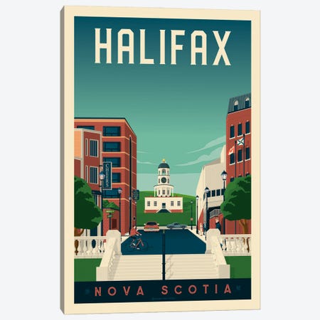 Halifax Canada Travel Poster Canvas Print #OTP28} by Olahoop Travel Posters Canvas Artwork