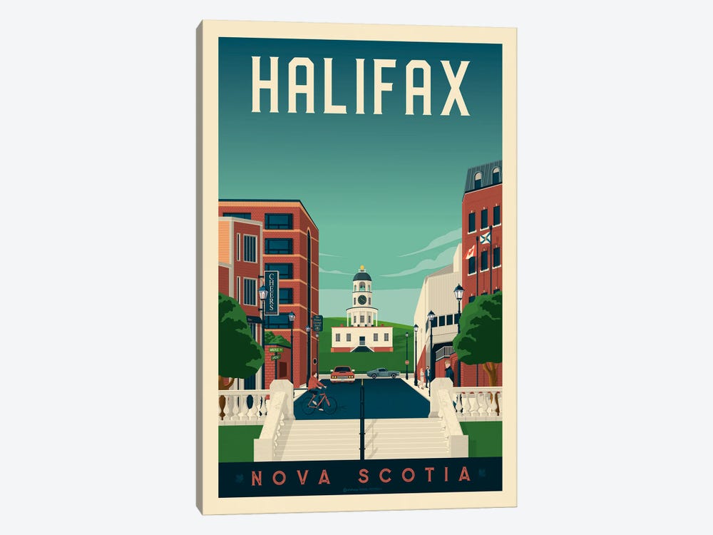 Halifax Canada Travel Poster by Olahoop Travel Posters 1-piece Canvas Art Print