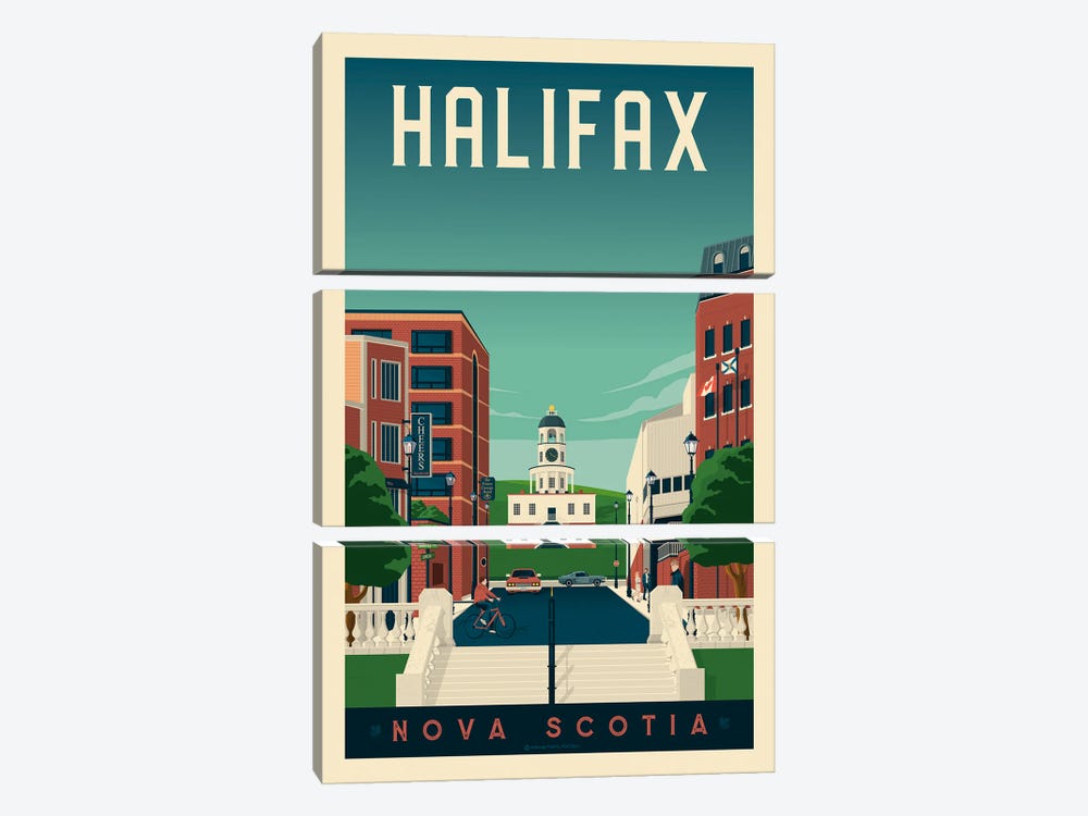 Halifax Canada Travel Poster by Olahoop Travel Posters 3-piece Canvas Print