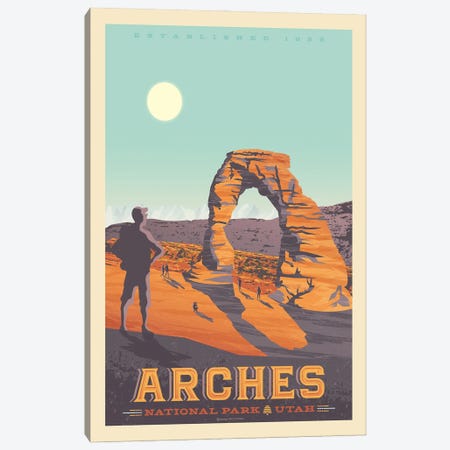 Arches National Parl Travel Poster Canvas Print #OTP2} by Olahoop Travel Posters Canvas Artwork