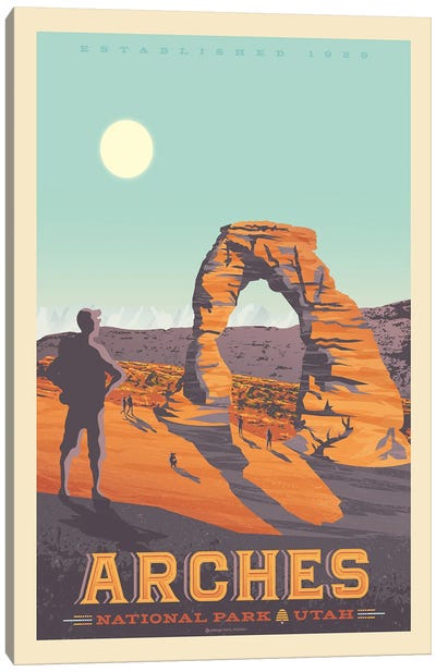 Arches National Park Travel Poster Canvas Art Print - Delicate Arch