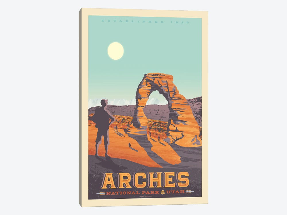 Arches National Park Travel Poster by Olahoop Travel Posters 1-piece Canvas Artwork