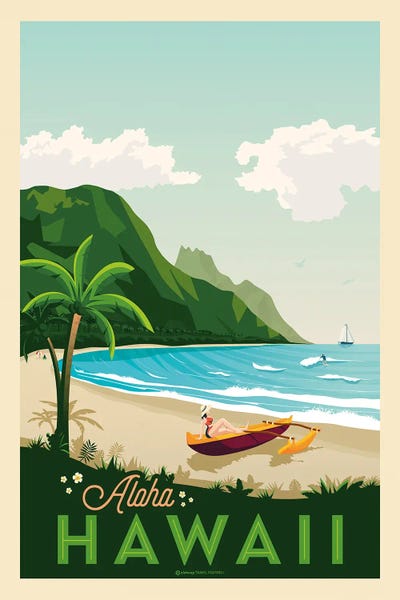 Olahoop Travel Posters: Hawaii Travel Poster by Olahoop Travel Posters
