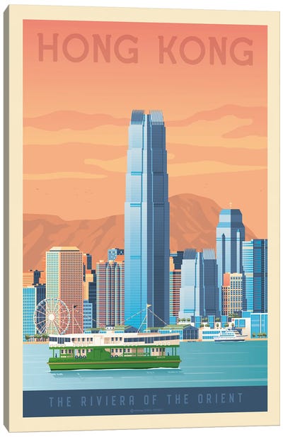 Hong Kong Travel Poster Canvas Art Print - China Art