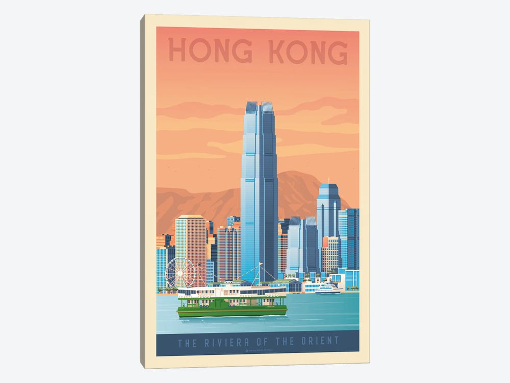 Hong Kong Travel Poster by Olahoop Travel Posters 1-piece Canvas Print