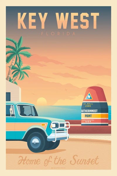 Olahoop Travel Posters: Key West Travel Poster by Olahoop Travel Posters