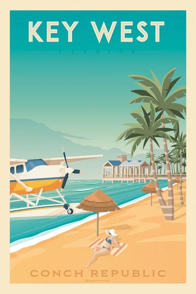 Beaches: Key West Florida Travel Poster by Olahoop Travel Posters