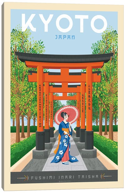 Kyoto Japan Travel Poster Canvas Art Print - Olahoop Travel Posters