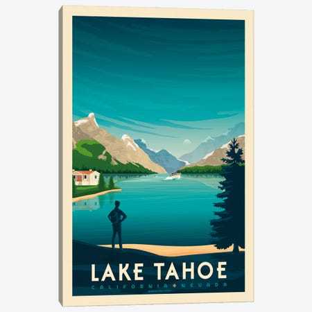 Lake Tahoe National Park Travel Poster Canvas Print #OTP35} by Olahoop Travel Posters Canvas Wall Art
