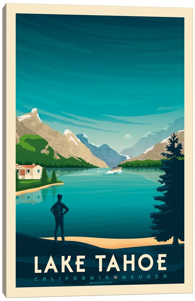 Lake Tahoe National Park Travel Poster Canvas Art Print - National Parks Travel Posters