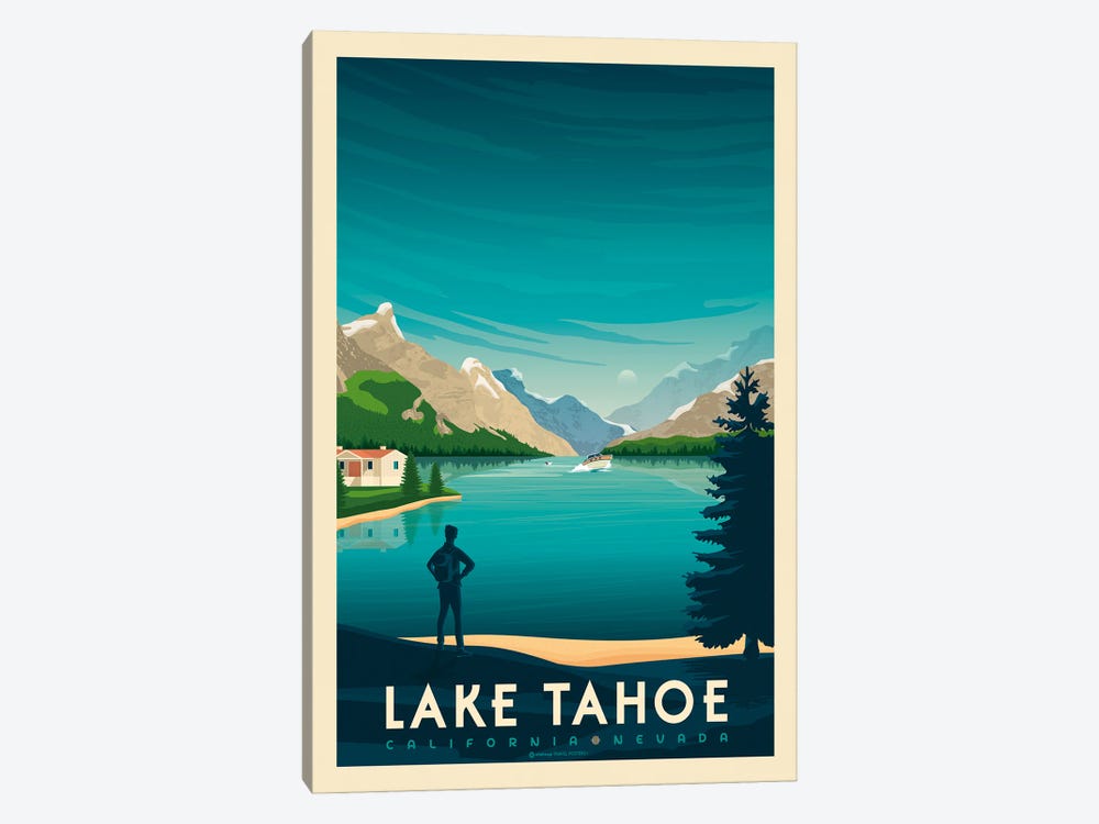 Lake Tahoe National Park Travel Poster by Olahoop Travel Posters 1-piece Canvas Art Print