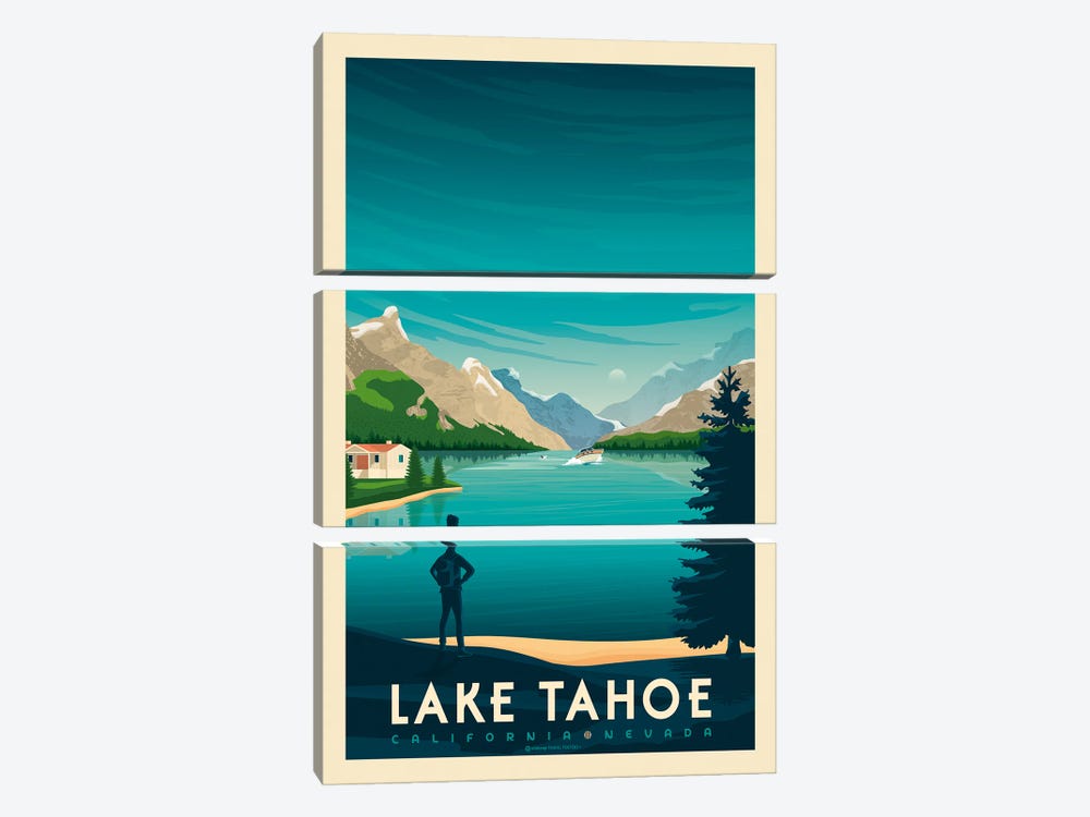 Lake Tahoe National Park Travel Poster by Olahoop Travel Posters 3-piece Art Print