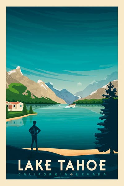 Cabin & Lodge Décor: Lake Tahoe National Park Travel Poster by Olahoop Travel Posters