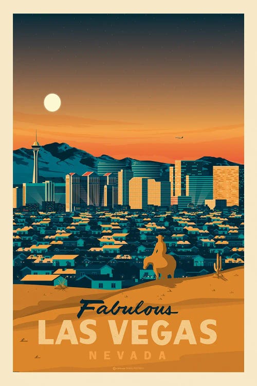 Las Vegas Nevada Travel Poster by Olahoop Travel Posters wall art