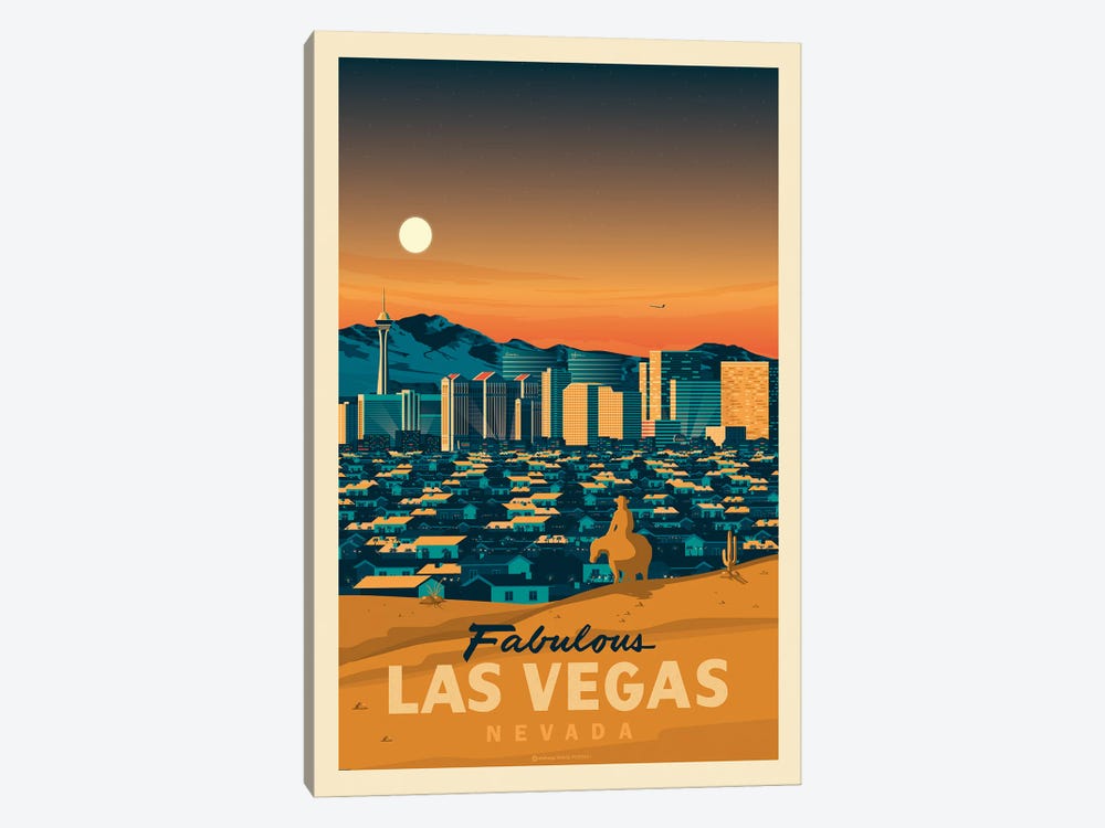 Las Vegas Nevada Travel Poster by Olahoop Travel Posters 1-piece Canvas Wall Art