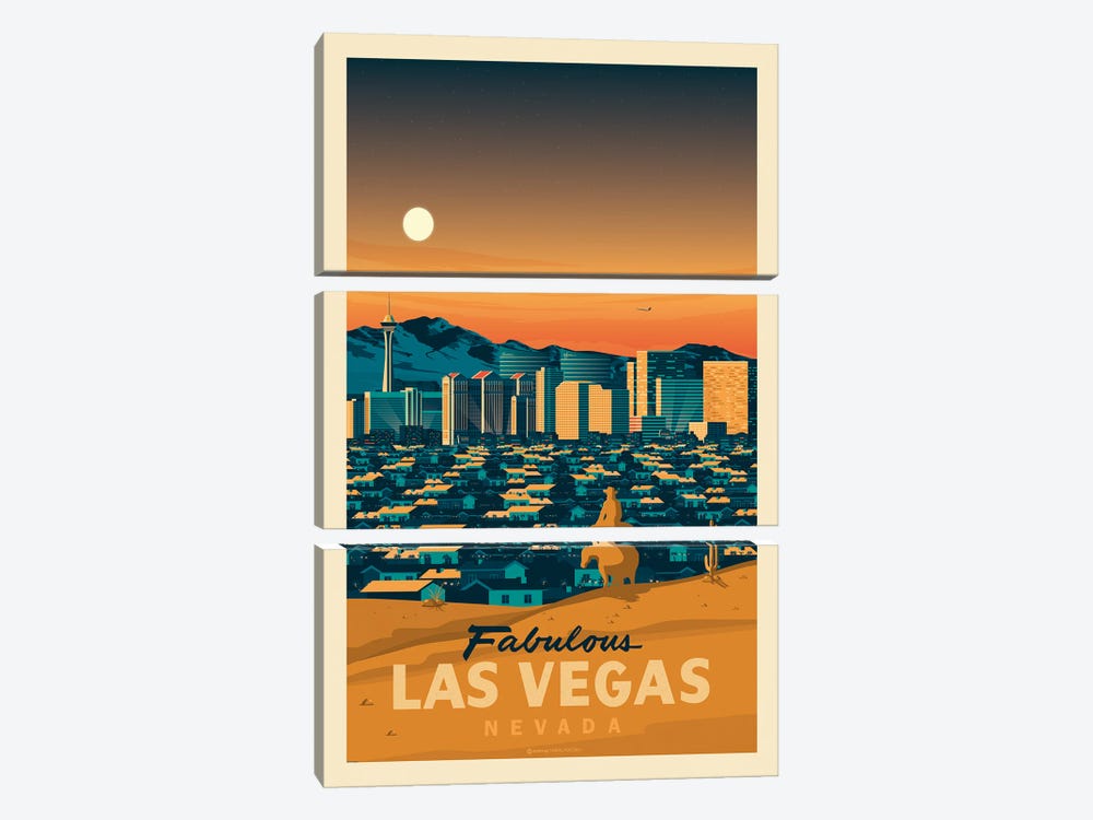 Las Vegas Nevada Travel Poster by Olahoop Travel Posters 3-piece Canvas Artwork