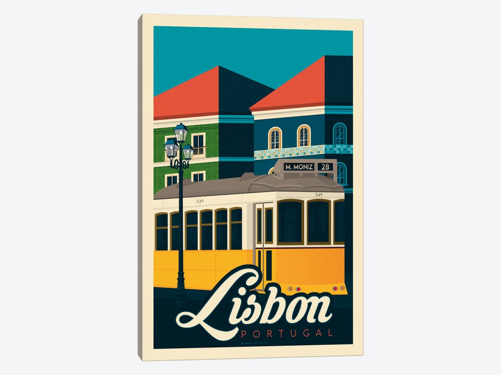 Lisbon Portugal Travel Poster by Olahoop Travel Posters 1-piece Canvas Print