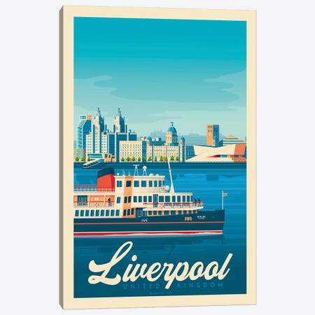 Liverpool Travel Poster Canvas Print #OTP38} by Olahoop Travel Posters Art Print