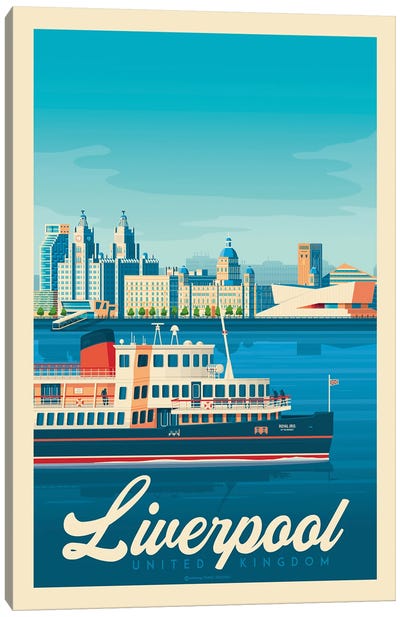 Liverpool Travel Poster Canvas Art Print - Olahoop Travel Posters
