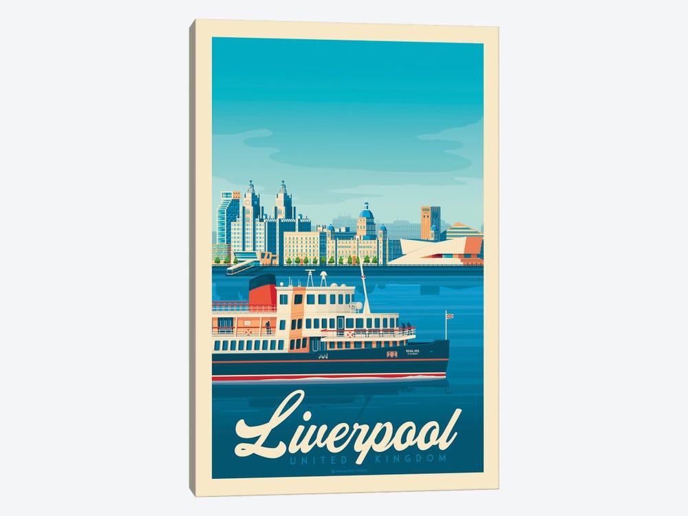 Liverpool Travel Poster by Olahoop Travel Posters 1-piece Canvas Artwork